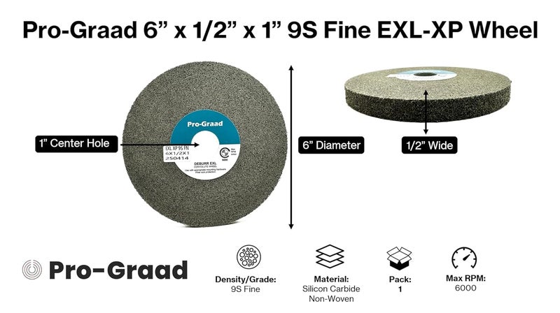 Pro-Grade EXL-XP Convolute Deburring Polishing Wheel - 6" x 1/2" x 1" 9S Fine Silicon Carbide - Professional Grade - Metal Deburring, Finishing and Polishing Wheel – 60442-1 Pack - Image 2